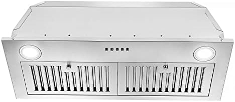 Range Hood Insert 30 inch,Stainless Steel Kitchen Vent Hood 600CFM,Built-in Kitchen Stove Hood wFront Button Controls and Front LED Lights,Baffle Filters,Ductedductless Convertible Duct