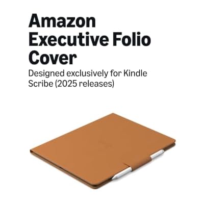 Introducing Amazon Kindle Scribe Executive Folio Cover with Magnetic Attach, Sleek Protective Case - Premium Leather