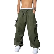 Men's Cargo Sweatpants Loose Fit Pants Joggers for Men with Pockets, Open Bottom Drawstring