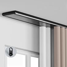 Double Row Curtain Track,Heavy Duty Ceiling Mounted Dual Track System with Silent Glide for Blackout Curtains Room Divider,Easy Install Kit for Living Room Bedroom black 3.1m(10.2ft)
