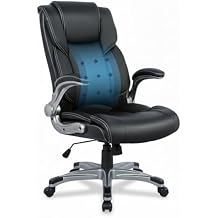 COLAMY Ergonomic Executive Office Chair with Lumbar Support, Flip-Up Arms, Bonded Leather High Back Desk Chair for Home Office & Workstation, Computer Chair for Adults Men Women, Black