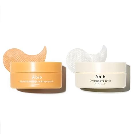 Abib Vegan Collagen & Glutathione Kojic Acid Eye Patch Duo, 60 Count Each | Eye Care Gifts for Women, Mothers, Teen, Under Eye Patches for Wrinkles, Fine Lines, Dark Circles & Brightening