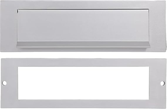 SKANDH Aluminum Silver Outer Size 10" X 3" Inches Inner Size 7-7/8" X 2" Gravity Letter Plate Mail with Back Plate Slot for Front Door