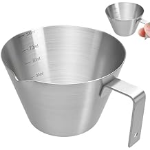 Espresso Cups with Handle, Stainless Steel Espresso Measuring Cups with V-Shaped Spout Coffee Shot Cup with Scale, 3.4oz/100ml (Silver)