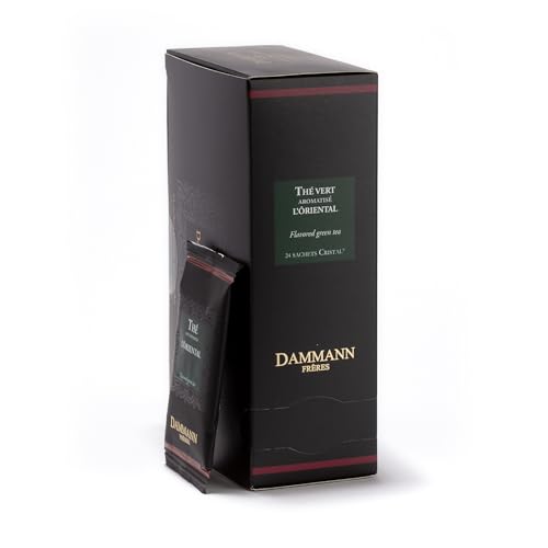 Dammann Freres Sachets, LOriental Tea Bags, Premium Gourmet French Green Tea, Blend Passion Fruit, Peach, Strawberry Flavors, Individually Wrapped, 24 Count Single Pack