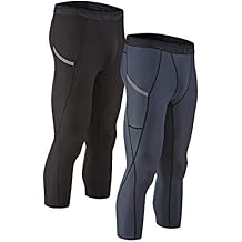DEVOPS 2 Pack Men's 3/4 Compression Pants Athletic Leggings