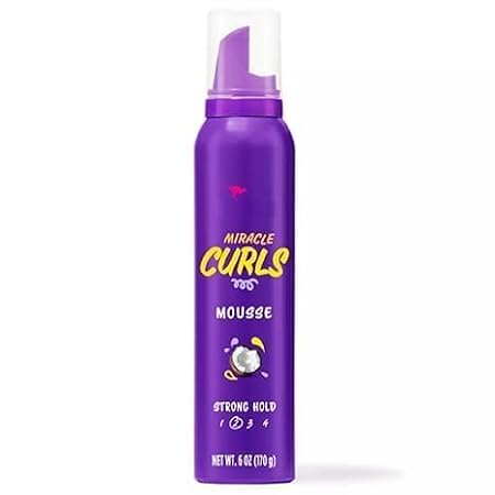 Au~ssie Miracle Curls 24 Hours Strong Hold Mousse with Coconut & Jojoba Oil, 6 fl oz, Curly Hair Styling Foam, (Pack of 1)