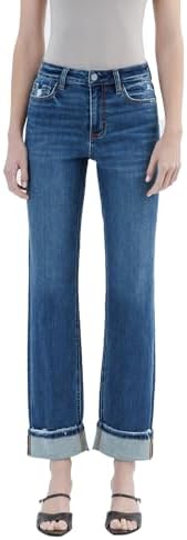 VERVET High Rise Cuff Straight Jeans T6666