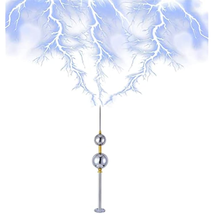 304 Stainless Steel Lightning Rod, Roof Outdoor Villa Lightning Protection Lightning Arrester, Industrial Grade Lightning Arrester Color : Two balls, Size : 1000mm