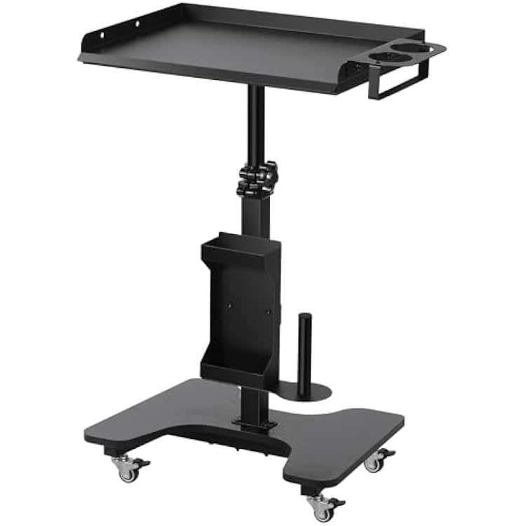 Poarmeey Tattoo Tray on Wheels Tattoo Cart with Rolling Tray Tattoo Table Station Adjustable Height and Multifunctional Storage for Tattoo Artist Studio