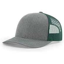Richardson 112 Trucker Hat Snapback Cap Adjustable Baseball Hat Blank Hat Bulk Hats - Heather Grey/Dark Green