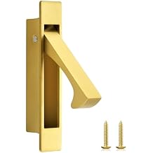JOY DECOR Pocket Door Pull Handle, Edge Pull, Satin Brass Flush Mount for Sliding Doors (1 Pack)