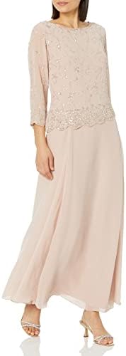 J Kara Womens Beaded Scallop Bodice Asymmetrical Gown