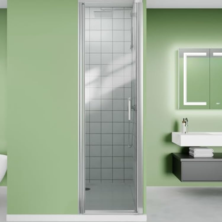 24-26 W x 72 H Frameless Pivot Shower Door with Single 180 Swing Glass Door, Hinged Shower Glass Door with 146mm Clear SGCC Tempered Glass, Chrome Finish