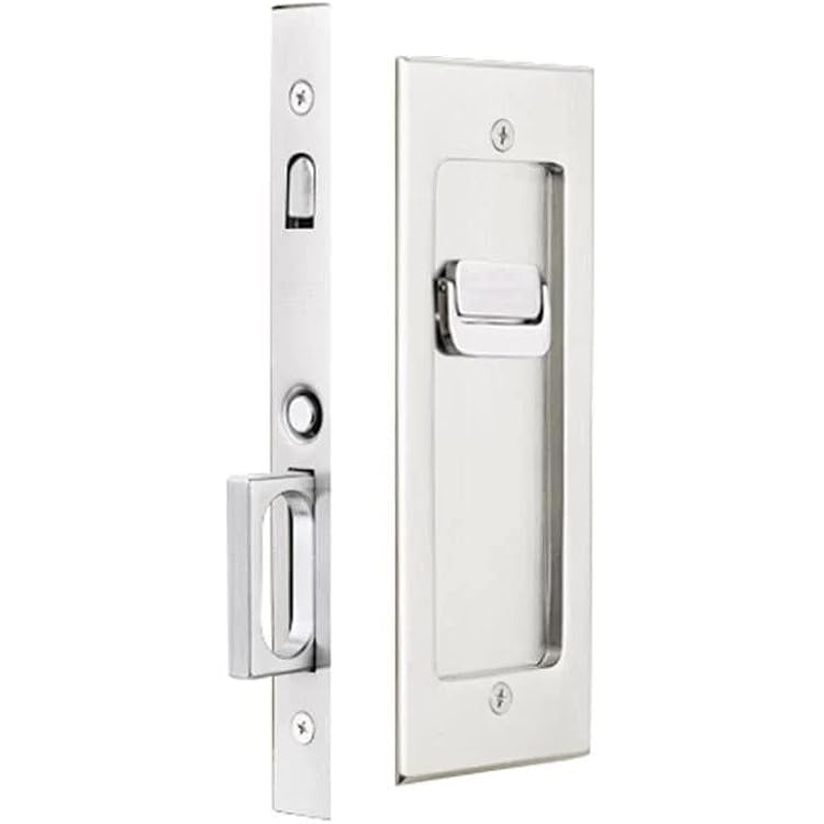 Emtek Modern Rectangular Privacy Pocket Door Mortise Lock Polished Chrome