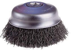 Osborn 32141 Crimped Wire Cup Brush, Steel Bristle, 8000 Max RPM, 5" Diameter, 0.0118" Fill Diameter, 5/8-11NC Arbor