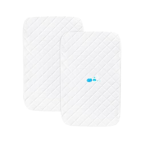 Bassinet Mattress Pad Cover Fit for AirClubAMKE 3 in 1HARPPATCBunnyMiClassic and Milliard Bedside Sleeper, Waterproof Bassinet Mattress Protector Quilted Bassinet Sheets 21 x 35 2 Pack