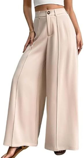 Solid Big Bell Bottom Pants Resort Seaside Wide Leg Pants Slack Culottes Suit Pants Long Pants Women