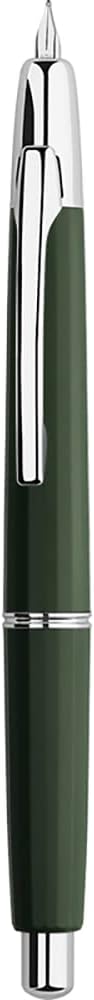 erofa Majohn A2 Press Fountain Pen Extra Fine Nib with Box, Retractable Green Resin Ink Pen with Converter Writing Pen Set (Silver Clip Version