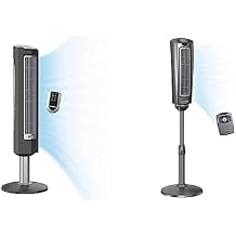 Lasko Wind Tower Oscillating Tower Fan, Remote Control, Timer, 3 Quiet Speeds, for Bedroom, Living Room and Office, 38" Gray, 2519