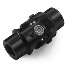 BUYMACHINERYPARTS 3/4" Round x 3/4" -36 Spline Black Steering Universal Joint Single U Joint Shaft,Total Length: 83mm (3-1/4")