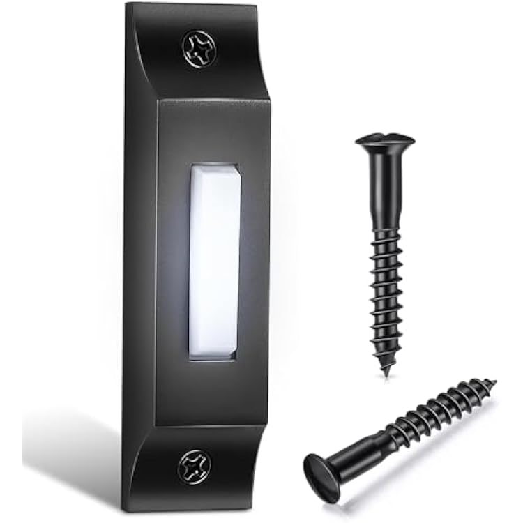 Enhon Metal Doorbell Push Button, Heavy Duty LED Lighted Wired Door Bell, Solid Wall Mounted Button for Home, Garage, Universal Garage Door Opener Switch Property in CopyrightMatte Black