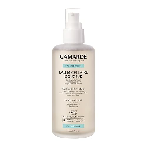 Gamarde Gentle Micellar Water - Makeup Remover with Hyaluronic Acid and Aloe Vera - Removes Impurities and Restores Hydration and Elasticity - 6.76 oz