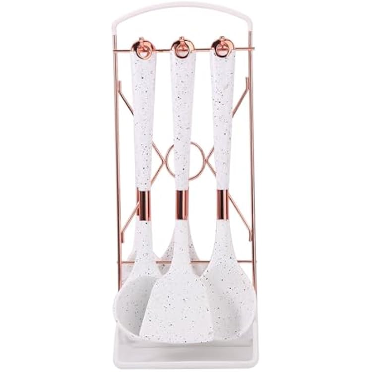 Silicone Kitchen Cooking Utensils Set, Heat Resistant Kitchen Utensils, Spatula, Spoon, Whisk, Dishwasher Safe Kitchen Utensil Gadgets Tools Set for Nonstick Cookware7 Pcs,Spray dots,White