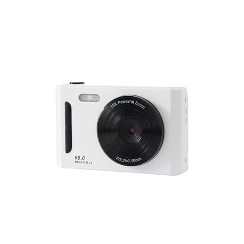 Portable Dual Camera Digital Camcorder with 32GB SD Card, Rechargeable Battery, HD 1080P Video, Compact Travel Camera for Vlogging, Selfies & Outdoor Adventures White