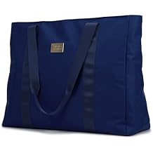 BADGLEY MISCHKA Uncomplicated Nylon Weekender Travel Bag, Lightweight Duffel Tote for Women, Carry On Overnight Bag (Navy)