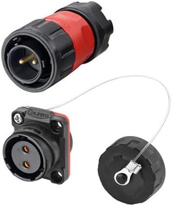 CNLINKO 2 Pin Power Industrial Circular Connector, Male Plug & Female Panel Mount Receptacles Socket Jack, Outdoor Waterproof IP67, AC DC