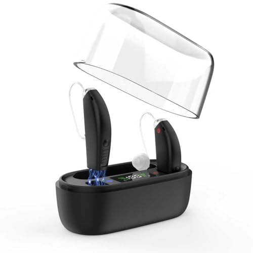 Hearing Aids, Hearing Aids for Seniors Rechargeable Hearing Amplifiers Behind-The-Ear Hearing Aids for Hearing Loss Hearing Assistance Device with Noise Cancelling