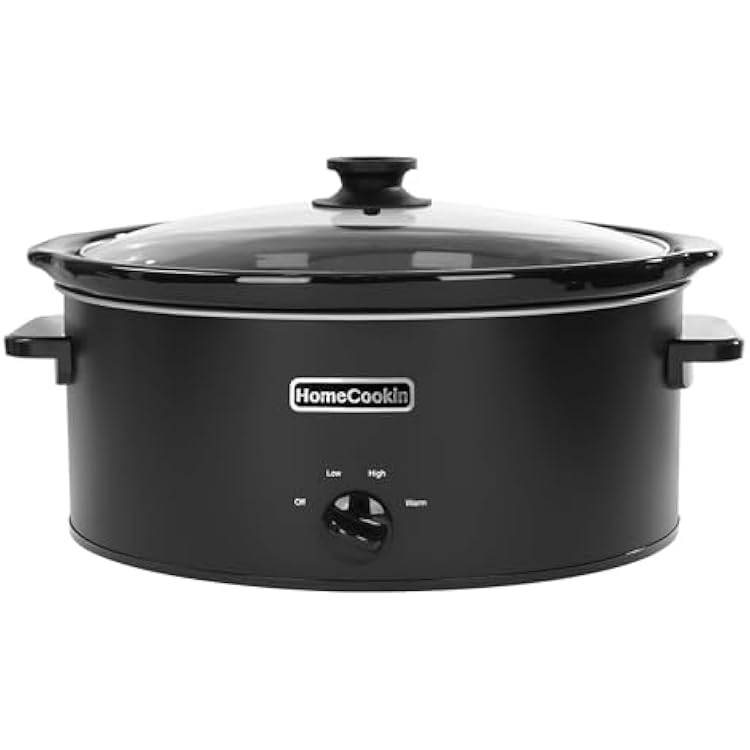 HOMECOOKIN 8 Quart Slow Cooker Oval Manual Pot Food Warmer with 3 Cooking Settings, Black Stainless Steel