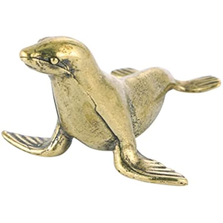 Brass Seal Figurine Ornament Nautical Mininature Seal Statue Ocean Animal Model Sculpture for Home Desk Office Decor Vintage Home Decor
