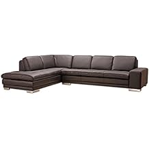 Florentina L-Shaped Left and Right Hand Facing Sofa and Chaise - 100% Hard Leather - Pine Wood Structure, Metal Legs - Sinuous Springs Seat Seat Construction