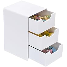 BTSKY 1 Pack Small Acrylic Storage Organizer with Drawers, 3-Layer White Desktop Organizer for Office Supplies Mini Storage Box with Drawers for Desk, Desktop Makeup Drawer Jewelry Storage Box
