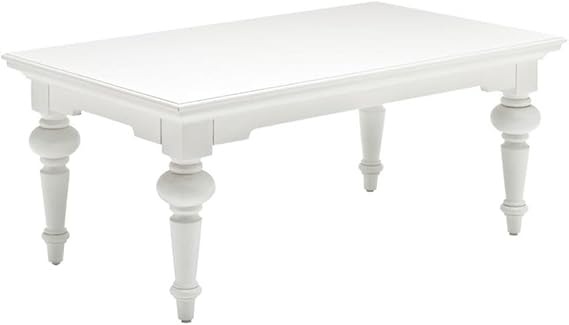 NovaSolo Provence Pure White Mahogany Wood Rectangular Coffee Table