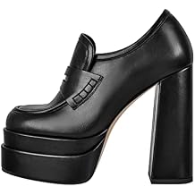VERISSON Closed Toe Slip on Double Platform Pumps Square Toe Chunky Heels Basic Loafers Pumps