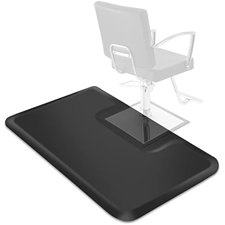 Saloniture 3 ft. x 5 ft. Barber & Salon Floor Mat for Square Chair Base - 12 in. Thick Black Rectangle Anti-Fatigue Stylist Station Mat
