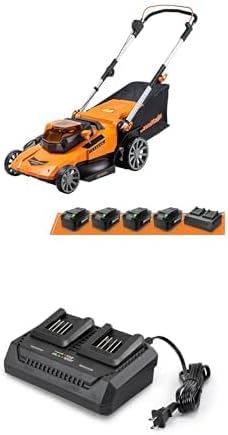 LawnMaster CLMF4821A Cordless Lawn Mower Brushless 48V MAX* 21Inch 3-in-1 Function with 4X24V MAX* 4.0Ah Battery and a Dual Charger + LawnMaster MX24V Dual-Battery Charger 24LFC15-ETL