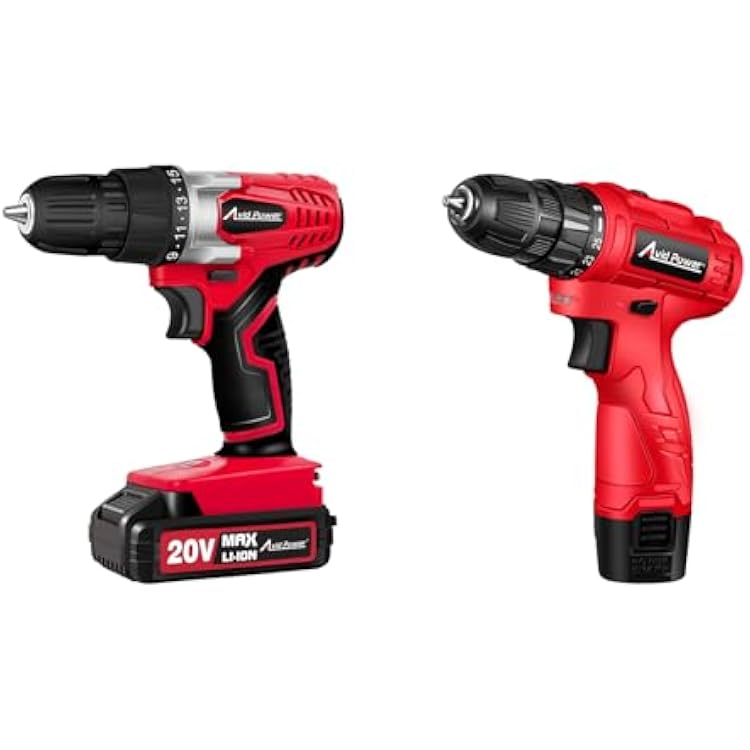AVID POWER 20V MAX Lithium lon Cordless Drill Set, 16 Position Power Drill Kit bundle with 12V Cordless Drill, High-Speed 1400 RPM & 251 Torque Control, Electric Power Drill Kit with 21pcs Bits