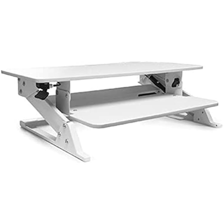 AVFI STSTM-W Sit-Stand Module, White Finish, Large 35.4 W x 15.7 D Work Surface Can Be Extended 20 Above The Desk, 35 lbs. Weight Capacity, Gas Assisted Height Adjustment