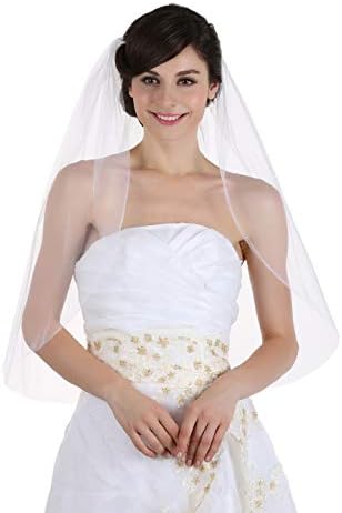 SAMKY 1T 1 Tier Plain Cut Edge Bridal Wedding Veil All Length 30/36/45/60/72/90/108/120