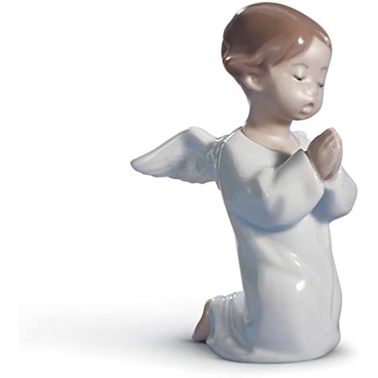 LLADRO Angel Praying Figurine. Porcelain Angel Figure.