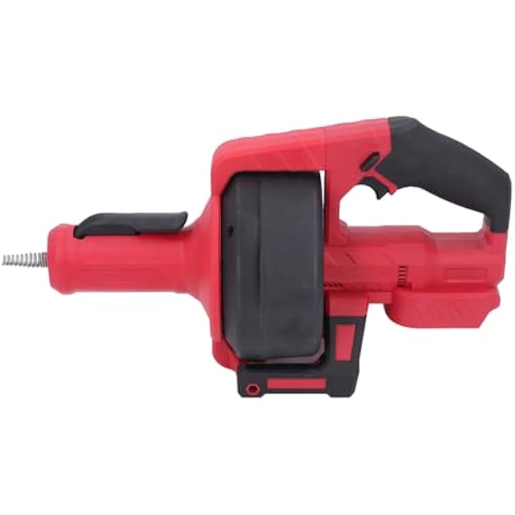 21V Cordless Electric Drain Auger with 7m Cable - LED Light & Ergonomic Grip for SinksToiletsBathtubs, 610RPM Motor Clears 34in-2in Pipe Blockages Red