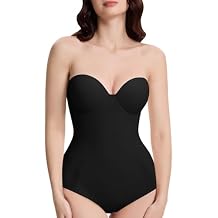 Decorus Seamless Strapless Shapewear Bodysuit - Tummy Control Sculpt Body Shaper : Cupped with Removable Straps