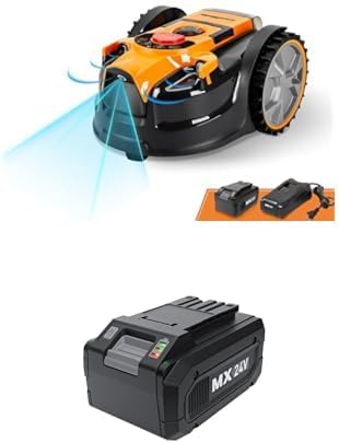 LawnMaster OcuMowTM Perimeter Wire Free Robot Lawn Mower + LawnMaster 24LB4005-CN 24V 4.0Ah Battery Suit 24V / 48V Cordless Machine