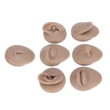 Soft Silicone Flexible Body Piercing Practice Model Set Lifesize Ear, Nose, Tongue, Eye, Mouth & Belly Button for Novice Piercers (Dark Skin Tone)