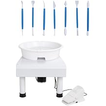 25CM Pottery Wheel Forming Machine, Variable Speed Pottery Wheel, 350W Electric DIY Clay Tool, with Foot Pedal and Detachable Basin, for Ceramic Work Art Craft White