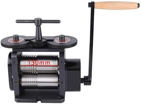 Combination Rolling Mill Machine, Manual Jewelry Roller Press, DIY Tool Jewelry Repair Machine, Gear Ratio 4:1 Wire, 110mm/130mm Rollers, Flat Rolling Mill for Metal Sheet Wire Rolling